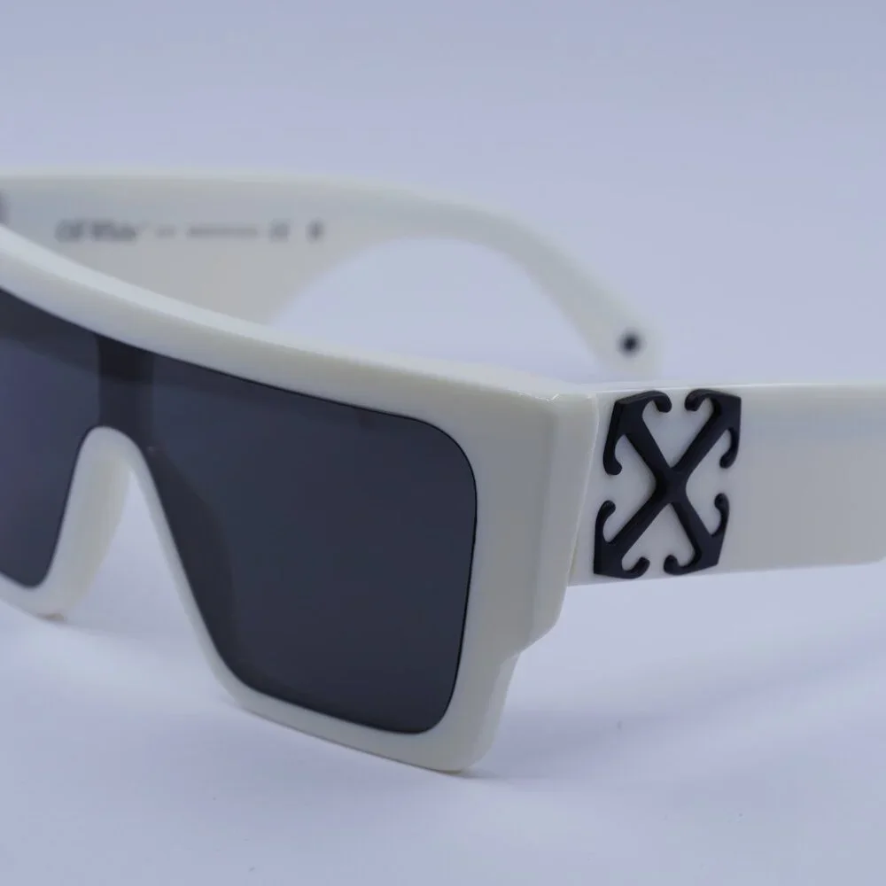 Off-White OERI14F MARION 0107 Sunglasses White Shield Frame, Dark Grey Lenses